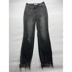 Flying Monkey Women's Straight Leg Black Stretch Denim Jeans - Size 24 (25x28.5)